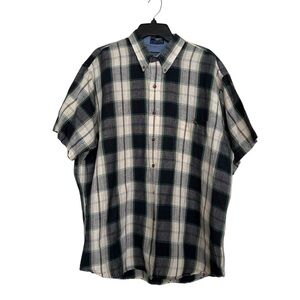 Chaps Ralph Lauren Men’s Sz XL Vintage Linen Blend Plaid Short Sleeve Shirt